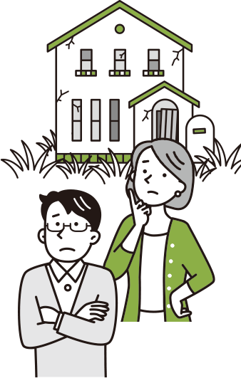 住まいのことで悩む夫婦のイラスト